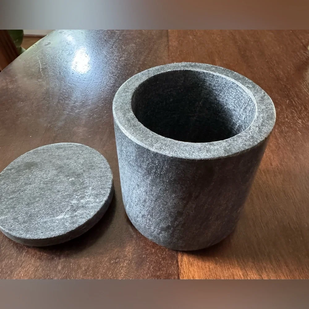 Pottery Barn small soapstone canister with lid